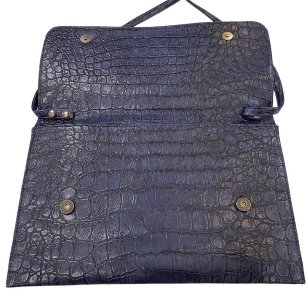 Leather Envelope Bag Croc Detail Leather Crossbody Laptop Bag By Orange Caramel - Picture 6 of 8